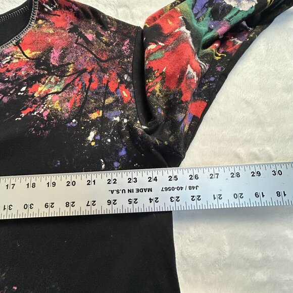 Jess & Jane Womens 3/4 Sleeve Floral Print Flora Poems Top 2X Black Rhinestones - Picture 6 of 7